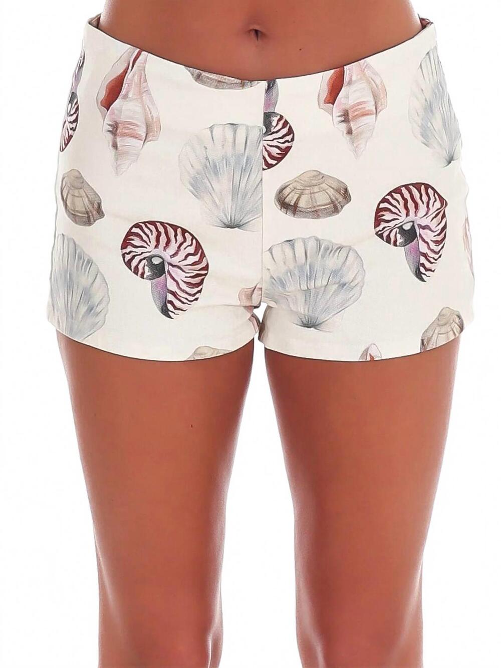 NEW BAILEY ROSE women's seashell hunt print shorts in cream